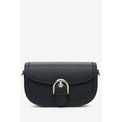 Zdjęcie Estro: Czarna skórzana torebka damska na ramię w kształcie podkowy