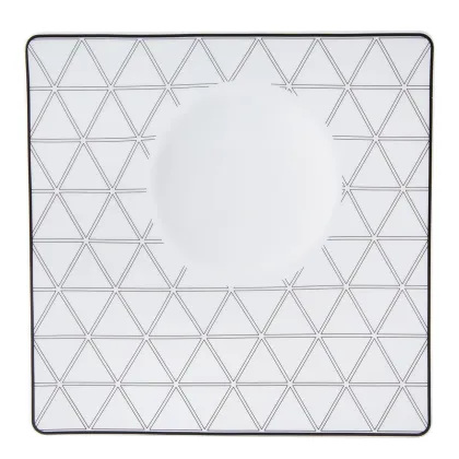 Zdjęcie Głęboki kwadratowy talerz solarny Orquestra z geometrycznym czarno-białym wzorem - Vista Alegre