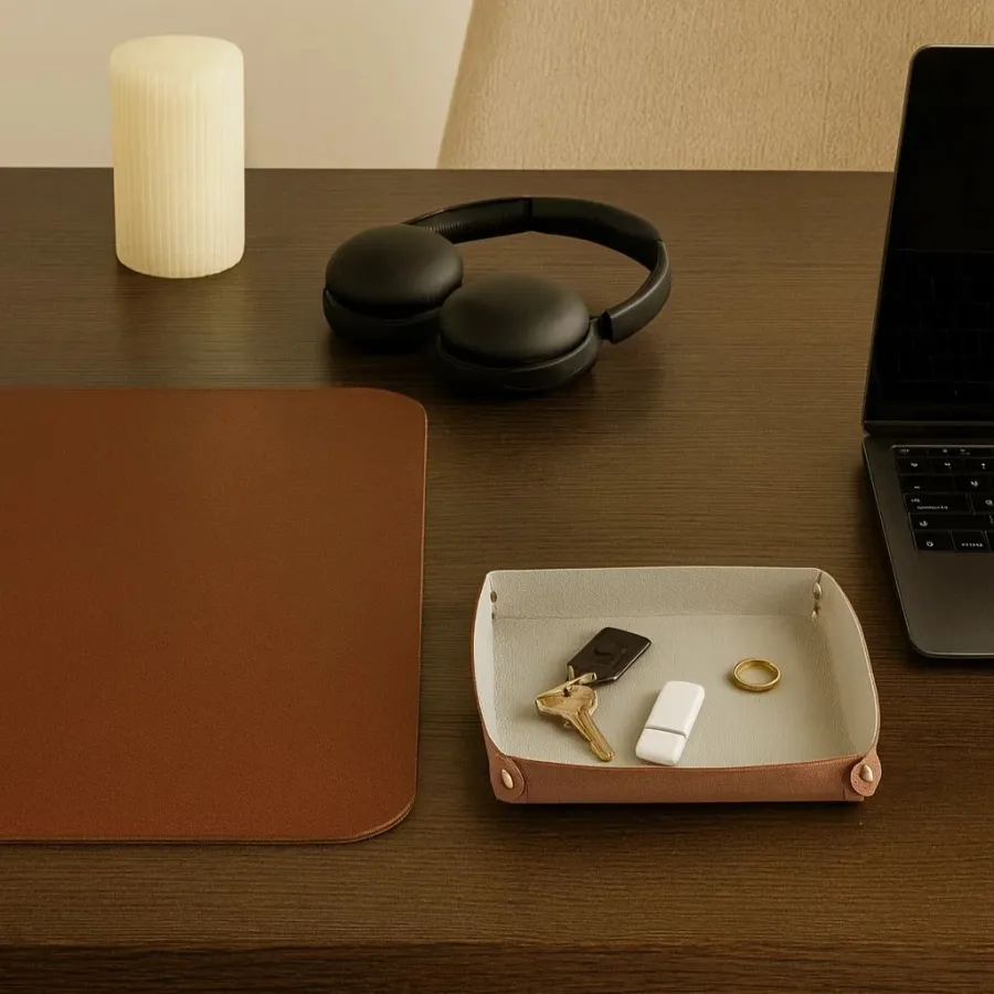 obrazek 2 Piękna taca 17x17xH3 cm w stylowym kolorze pudrowego różu