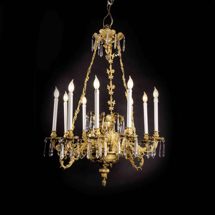 obrazek 3 Vintage - pozłacany żyrandol na 9 świateł