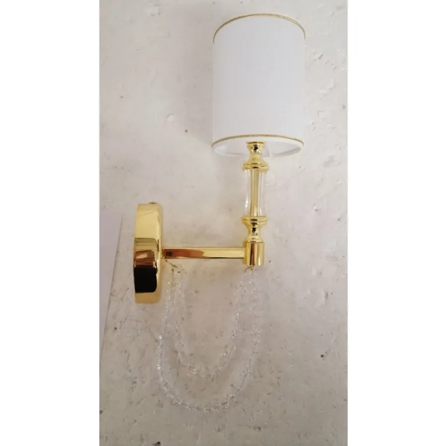 obrazek 3 Stylowa lampa ścienna z mosiądzu z rzędami kryształowych pereł z abażurami z białej organzy - Il Paralume Marina