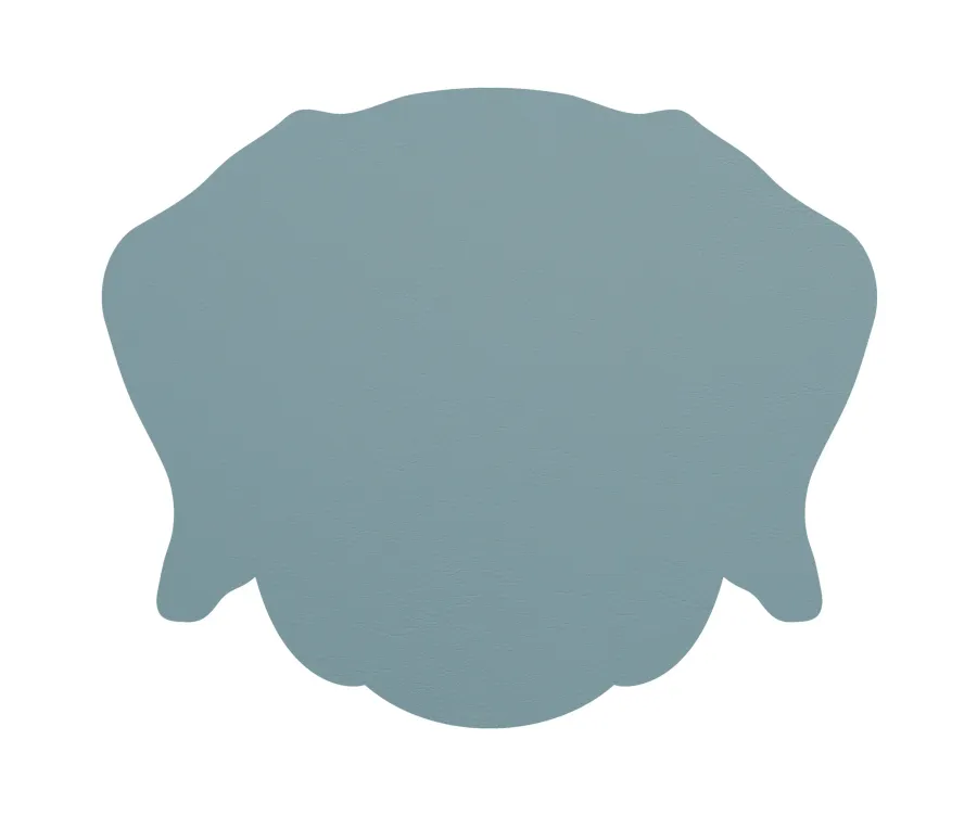 obrazek 2 Stylowa skórzana podkładka stołowa w kształcie głowy psa wykonana w kolorze błękitu i liści eukaliptusa