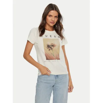 Zdjęcie Guess T-Shirt W4BI13 KCJI0 Écru Regular Fit