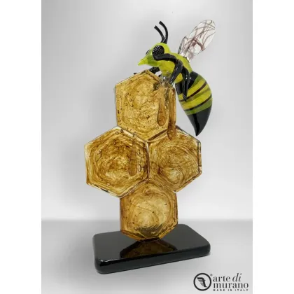 Zdjęcie Miód z pszczołą rzeźba ze szkła Murano