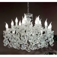 Picture Exclusive Mariateresa chandelier with metal frame covered with glass arms and transparent crystal pendants - Il Paralume Marina