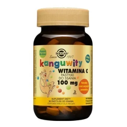Zdjęcie Solgar Kanguwity witamina C 100 mg smaku pomarańczowy pastylki do ssania
