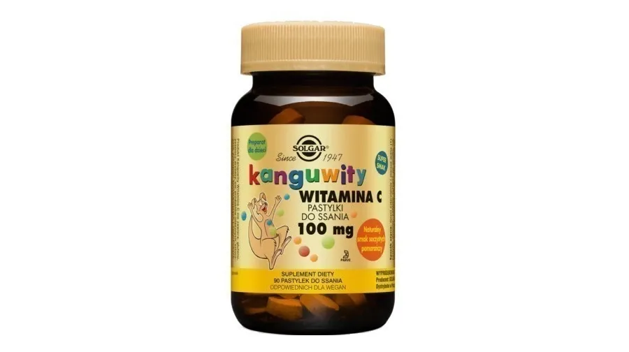 obrazek 1 Solgar Kanguwity witamina C 100 mg smaku pomarańczowy pastylki do ssania