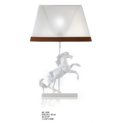 Zdjęcie Stylowa lampa z białym koniem i prostokątnym kloszem – Il Paralume Marina