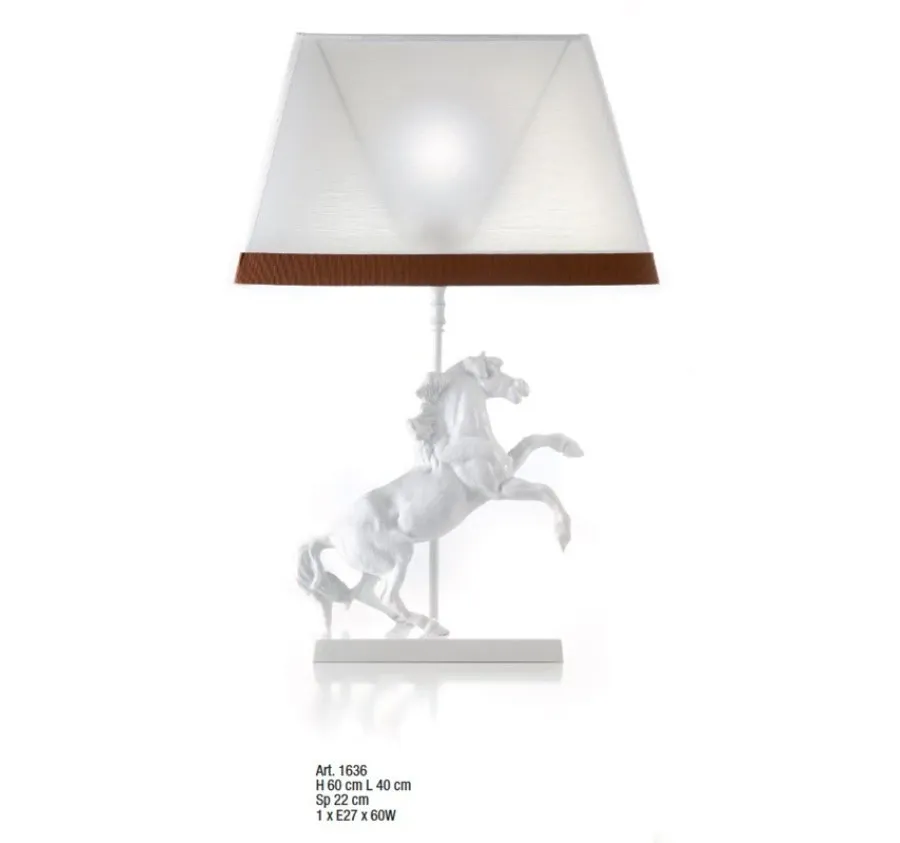 obrazek 1 Stylowa lampa z białym koniem i prostokątnym kloszem – Il Paralume Marina