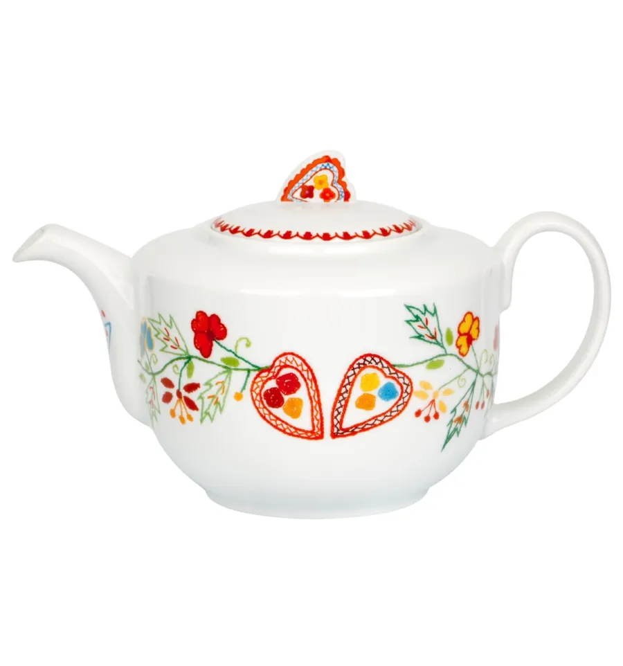 obrazek 1 Porcelanowy dzbanek do herbaty Vila Verde z motywem nawiązującym do walentynkowych chusteczek - Vista Alegre