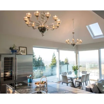 Zdjęcie Gustowny włoski żyrandol - szkło murano