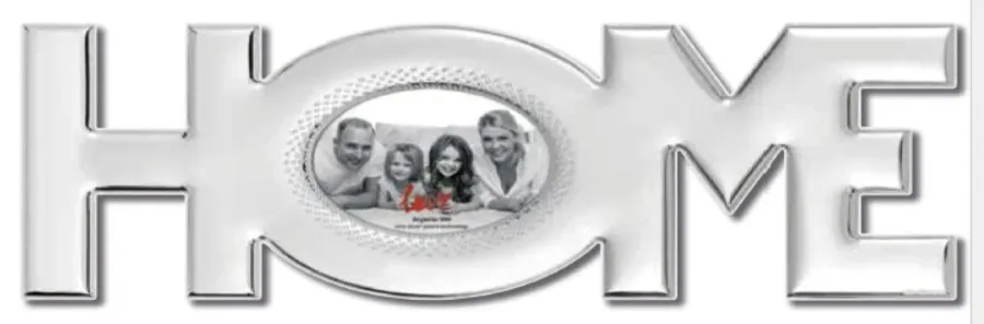 obrazek 1 Srebrna ramka na zdjęcia 12х35 cm w kształcie słowa „dom”