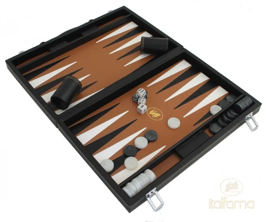 obrazek 9 Gra backgammon czarno-brązowa cm 37x24