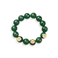 Picture Bracelet made of flexible and green agate stones. Objects made of 18-carat gold-plated silver and white zircons