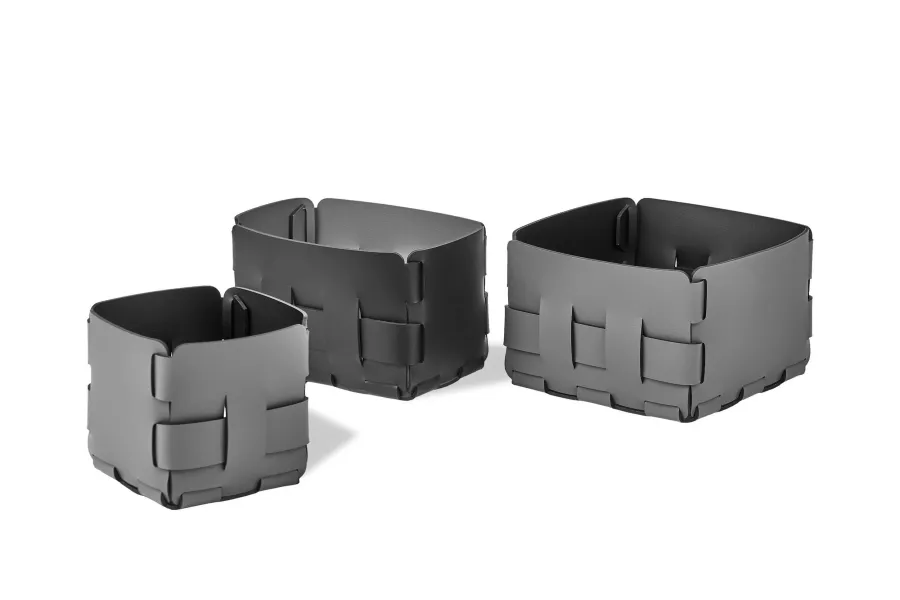 obrazek 4 Mały szary sześcienny koszyk Bottega 12x12xH13 cm