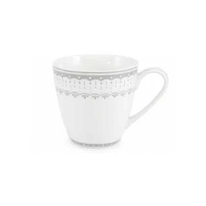 Zdjęcie Kubek z porcelany zdobiony oryginalnym szarym ornamentem z kolekcji HyggeLine – wariant 3 – Leander