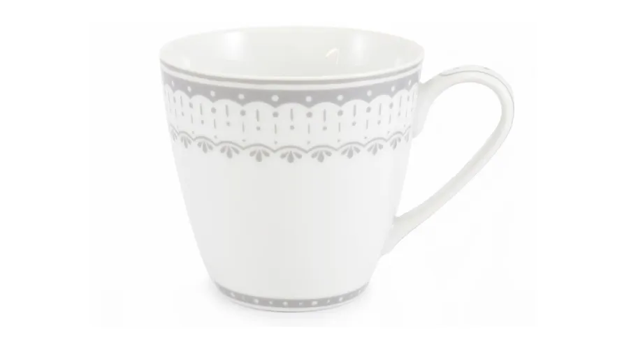 obrazek 1 Kubek z porcelany zdobiony oryginalnym szarym ornamentem z kolekcji HyggeLine – wariant 3 – Leander