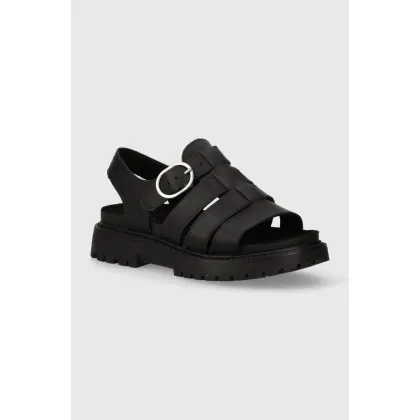Zdjęcie Timberland sandały skórzane Clairemont Way damskie kolor czarny na platformie TB0A635VW021
