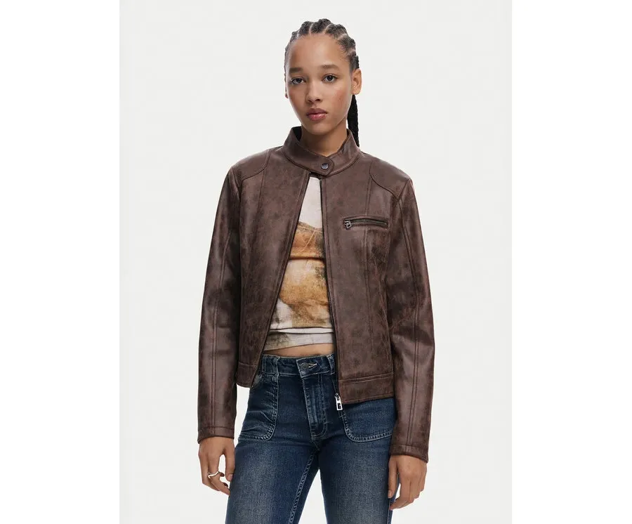 obrazek 1 Desigual Kurtka skórzana 25SWEW46 Brązowy Regular Fit