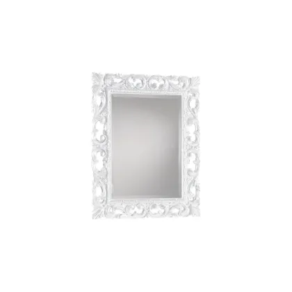 Picture Rectangular lacquered mirror with glossy white finish and cut glass - Zanini