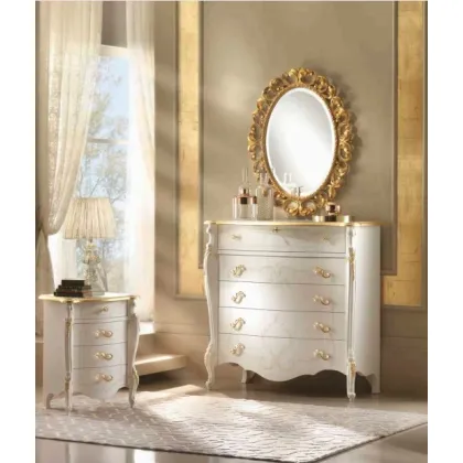 Zdjęcie Biało-złoty klasyczny stolik nocny z Włoch - Casa + 39