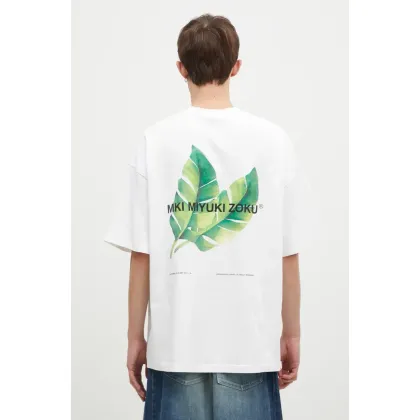 Zdjęcie MKI MIYUKI ZOKU t-shirt bawełniany Leaf męski kolor biały z nadrukiem LEAF.TSHIRT