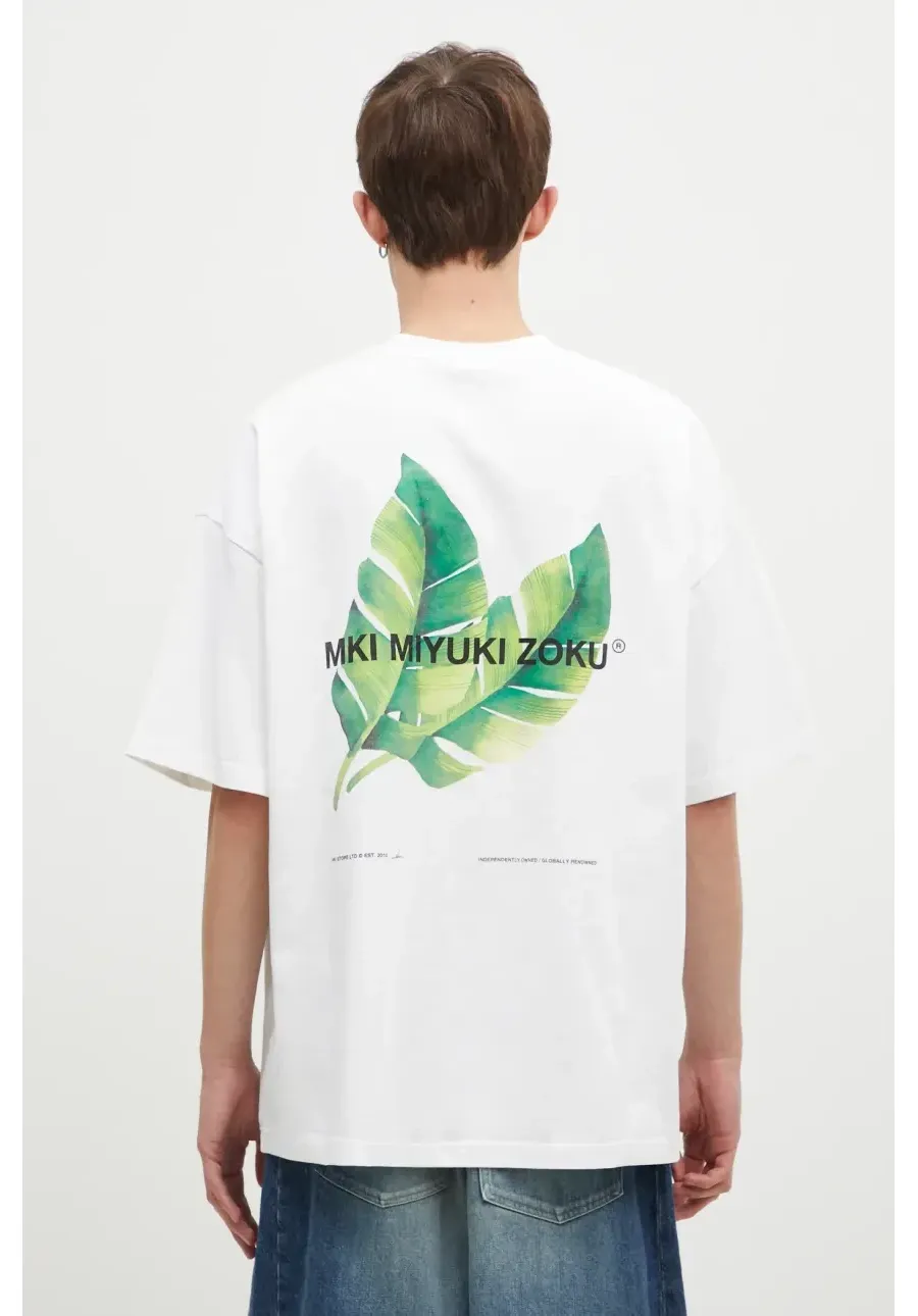 obrazek 1 MKI MIYUKI ZOKU t-shirt bawełniany Leaf męski kolor biały z nadrukiem LEAF.TSHIRT