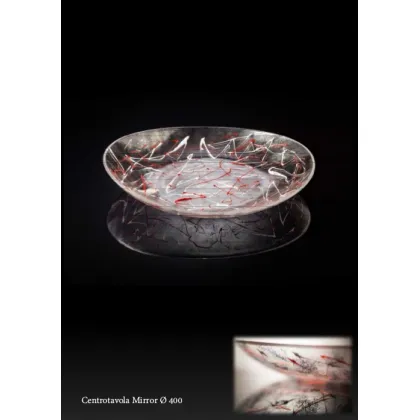 Zdjęcie Talerz dekoracyjny zdobiony białymi i czerwonymi liniami