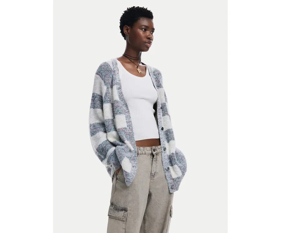 obrazek 1 Desigual Kardigan Oxford 24WWJF70 Beżowy Regular Fit