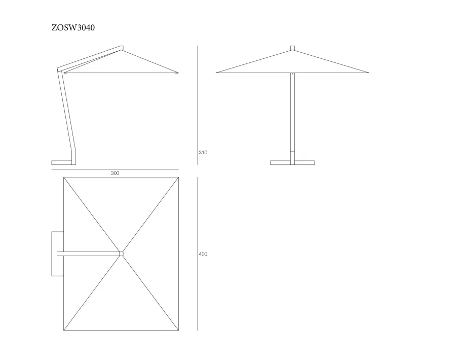 obrazek 2 Stylowy prostokątny drewniany parasol na wsporniku 300×400 cm do ogrodu i na taras