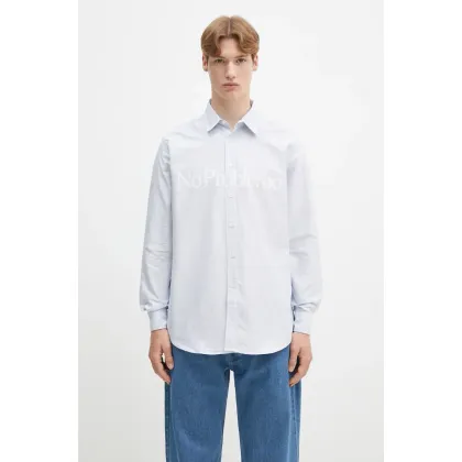Zdjęcie No Problemo koszula bawełniana No Problemo LS Stripe Shirt męska kolor niebieski regular z kołnierzykiem klasycznym NP4010103