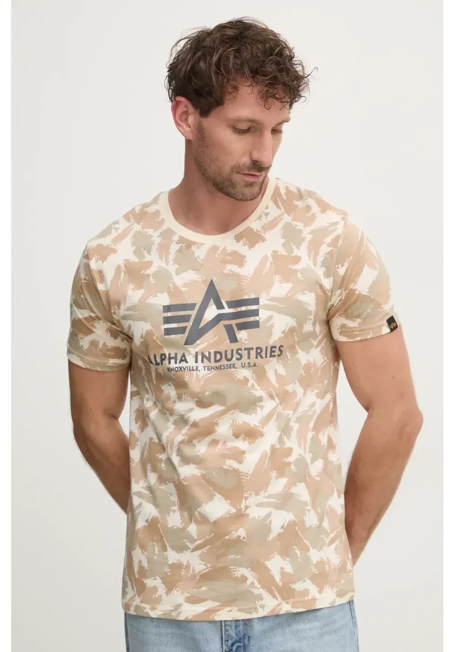 obrazek 1 Alpha Industries t-shirt Basic męski kolor beżowy wzorzysty