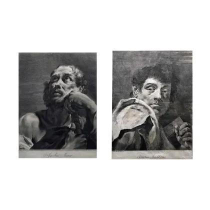 Zdjęcie Marco Alvise Pitteri Głowy Postaci z 1760r. w nowoczesnych oprawach z drewna orzechowego