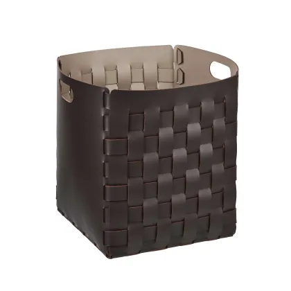 Zdjęcie Skórzany kosz 35x35xH40 cm w kolorze czekoladowym