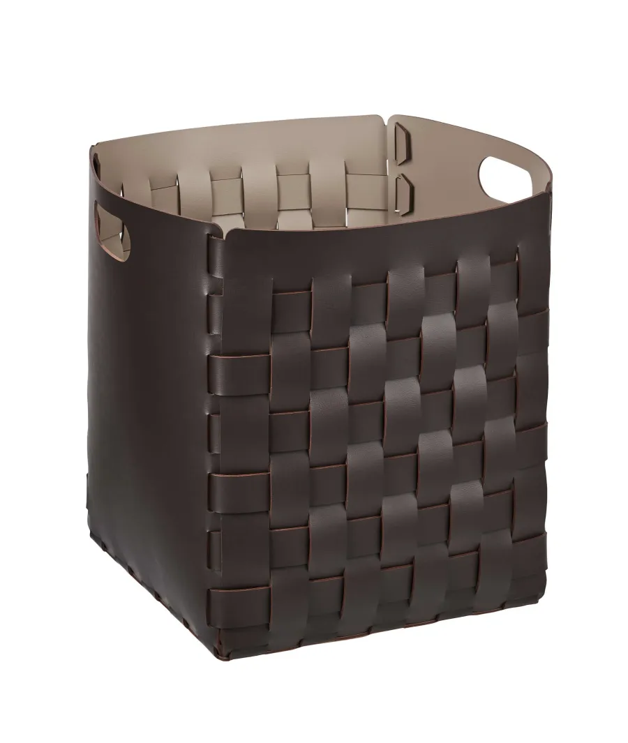 obrazek 1 Skórzany kosz 35x35xH40 cm w kolorze czekoladowym