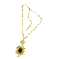 Picture 18K Gold Plated Silver Necklace White Cubic Zirconias Lady Doublet Smoky Quartz and Rock Crystal Smoky Quartz