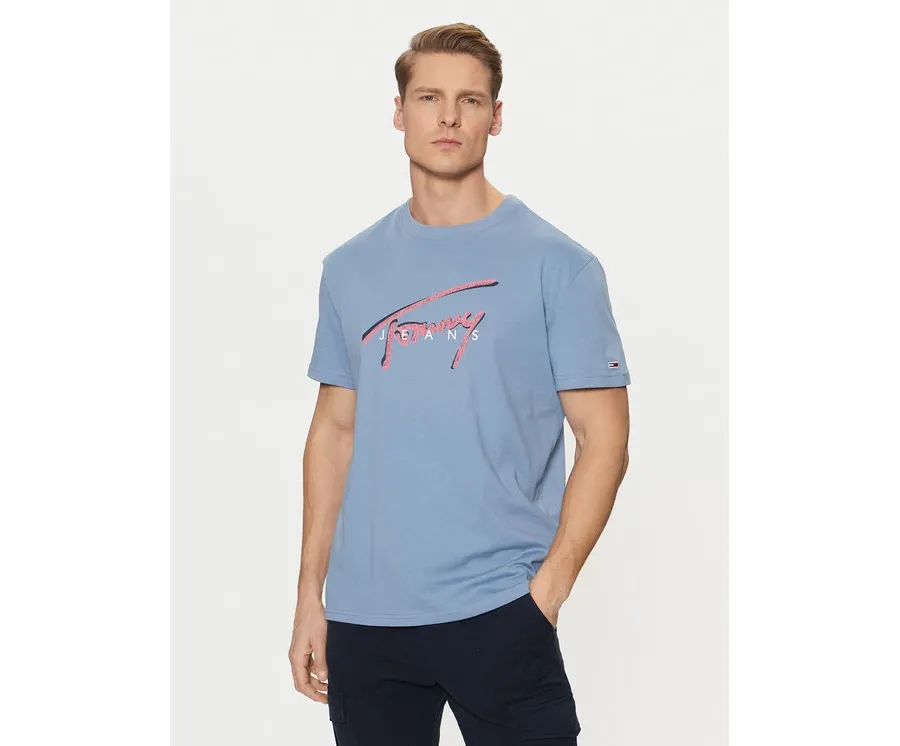 obrazek 1 Tommy Jeans T-Shirt Signature DM0DM21109 Niebieski Regular Fit