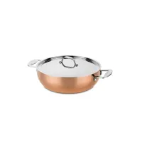 Picture Luxurious large flat pot 28 cm made of copper and stainless steel