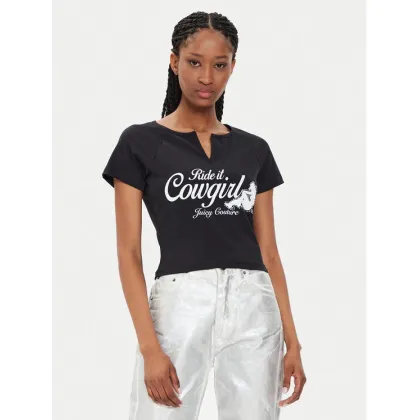 Zdjęcie Juicy Couture T-Shirt Ride A Cowgirl JCWCT23333 Czarny Slim Fit