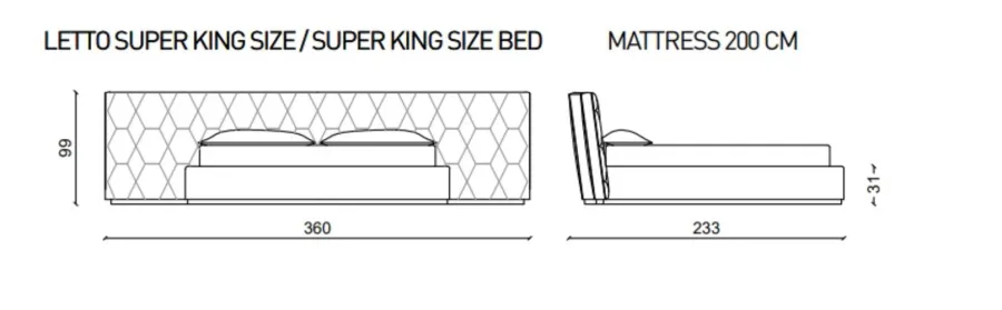 obrazek 4 Designerskie łóżko Cesar z szerokim zagłówkiem, super king size - Ulivi Salotti
