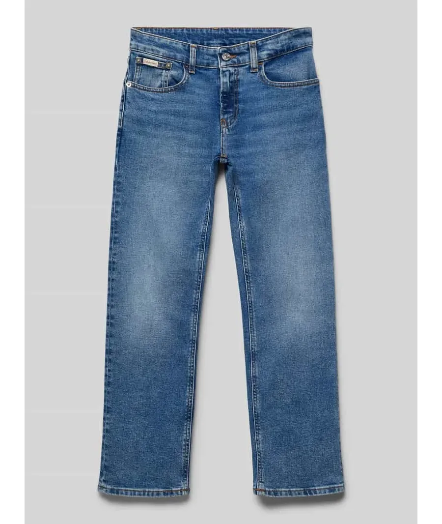 obrazek 1 Jeansy o kroju straight fit z naszywką z logo
