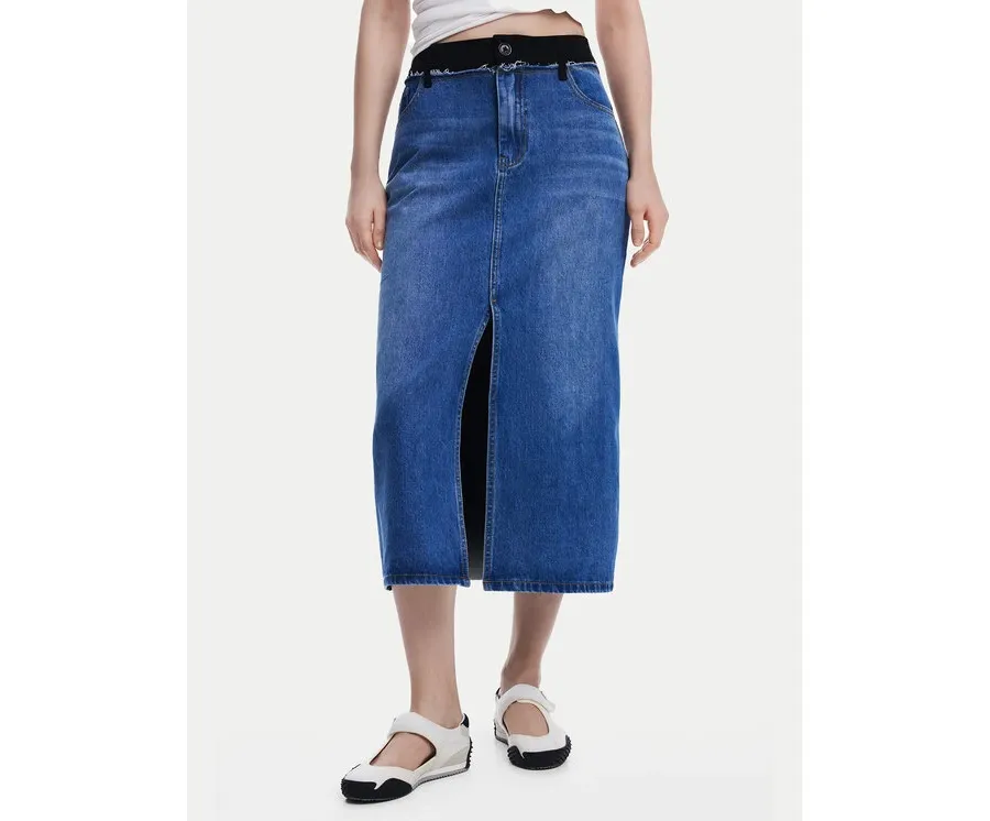 obrazek 1 Desigual Spódnica jeansowa 25SWFD02 Niebieski Regular Fit