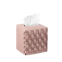 Zdjęcie Skórzane pudełko na chusteczki Bottega 12x12xH12 cm w kolorze przydymionego różu