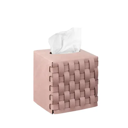 Zdjęcie Skórzane pudełko na chusteczki Bottega 12x12xH12 cm w kolorze przydymionego różu