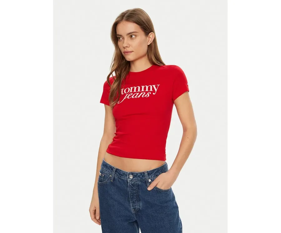 obrazek 1 Tommy Jeans T-Shirt Essential DW0DW19447 Czerwony Slim Fit