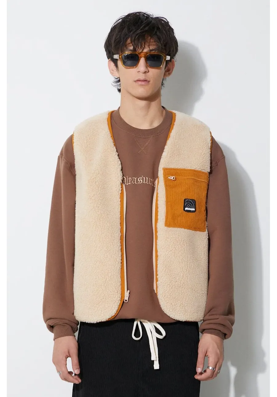 obrazek 1 PLEASURES bezrękawnik dwustronny Infinite Reversible Vest męski kolor beżowy przejściowy P23F013 BEIGE
