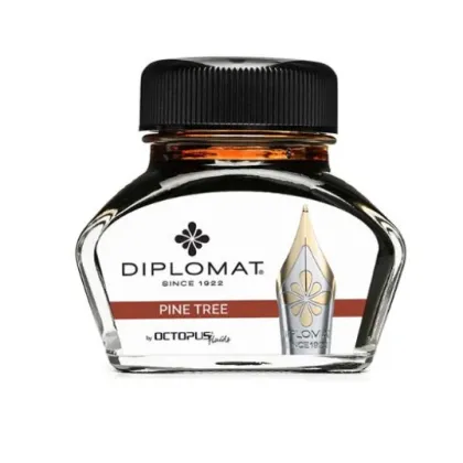 Picture Diplomat fountain pen ink in an inkwell - brown, 30 ml