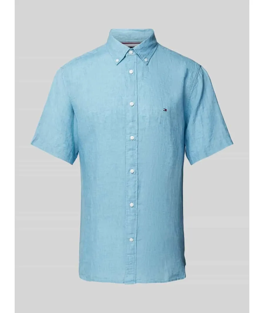 obrazek 1 Koszula lniana o kroju regular fit z kołnierzykiem typu button down