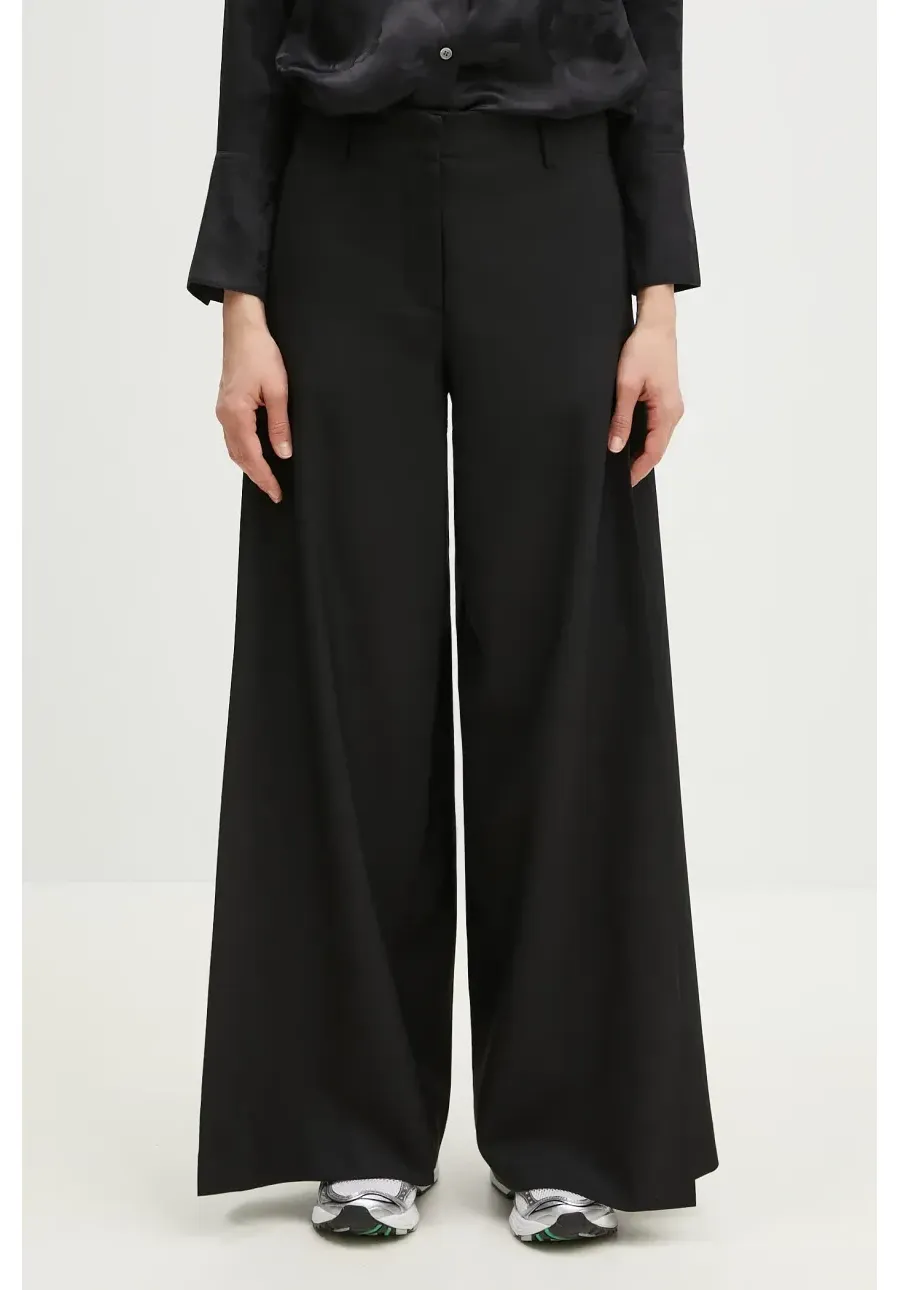 obrazek 1 Kenzo spodnie wełniane damskie kolor czarny szerokie high waist FF52PA0999RA.99
