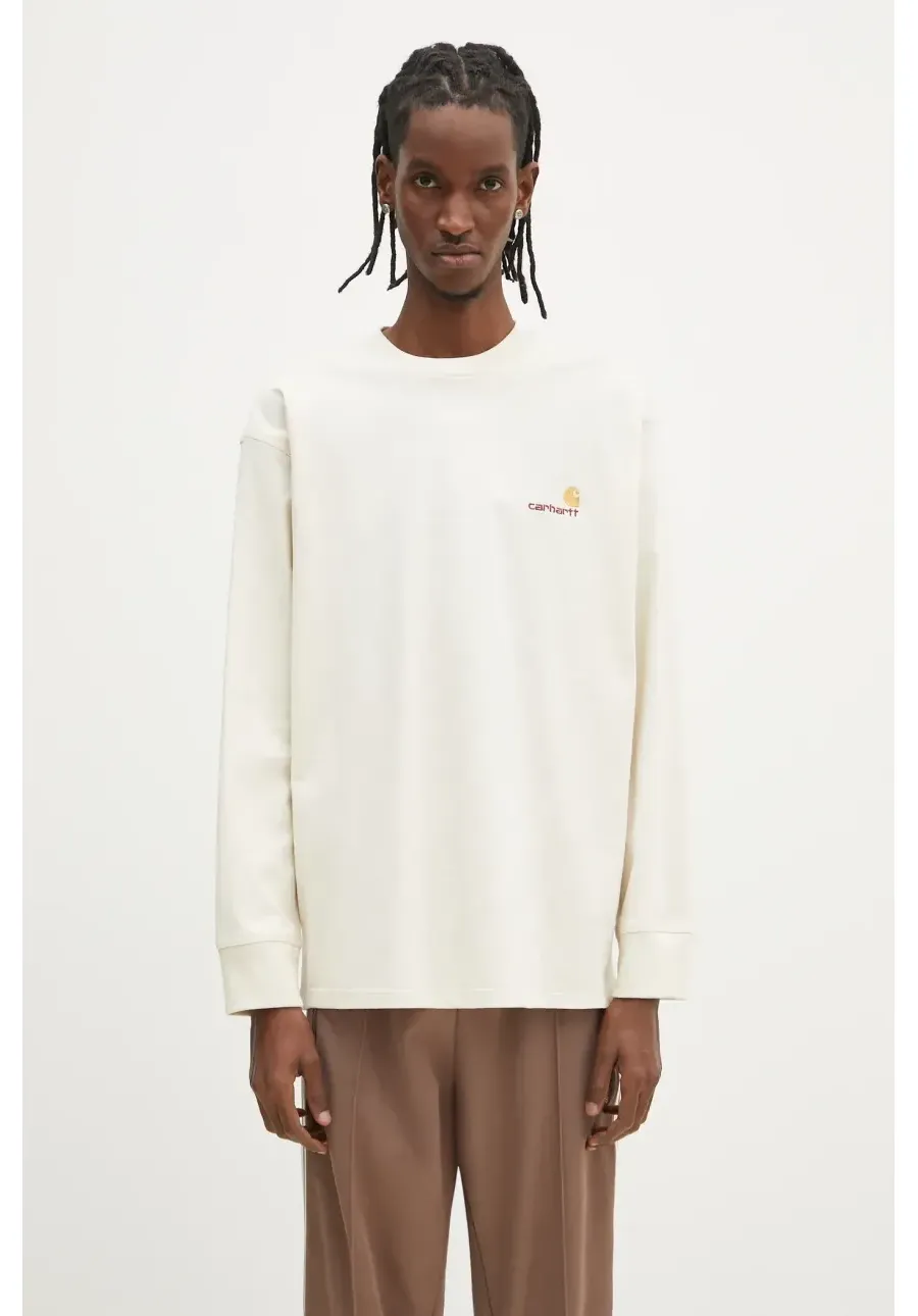 obrazek 1 Carhartt WIP t-shirt bawełniany męski kolor beżowy z aplikacją